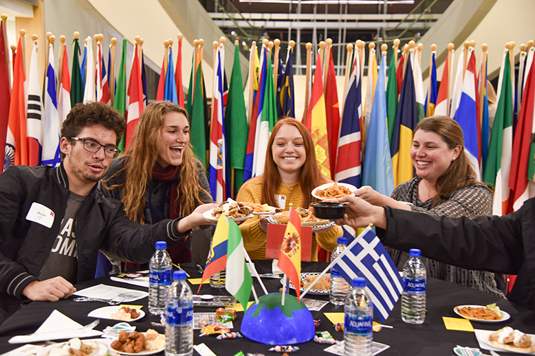Students and staff enjoyed a variety of dishes from ethnic restaurants at the 2019 Global Café and Connections event 