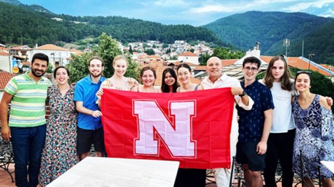 Huskers attending the piano institute in Greece