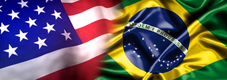 A United States and Brazilian flag.