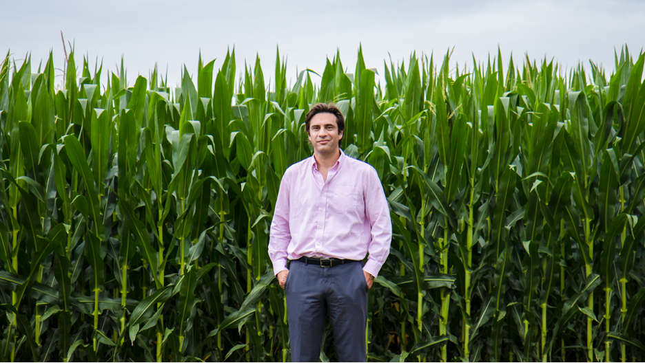 Nebraska agronomist Patricio Grassini stands in a corn field.